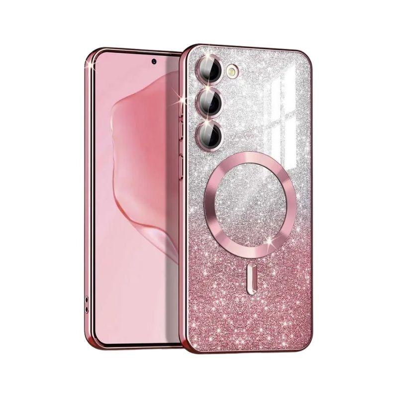 Maska za mobilni telefon Samsung S25, MagSafe, Glitter, Roza