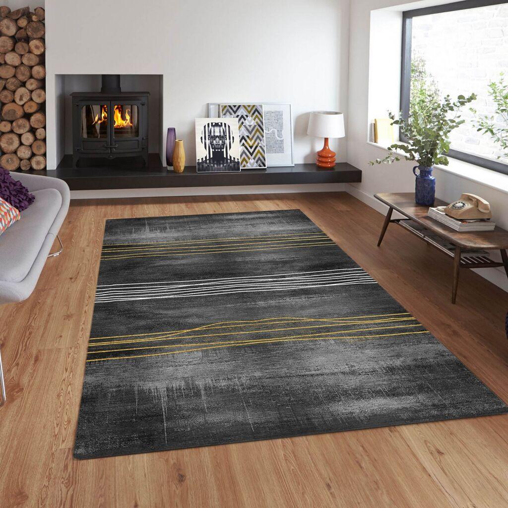 Conceptum Hypnose tepih Cg41, pravougaoni, 100 x 180 cm, sivo-zlatna boja