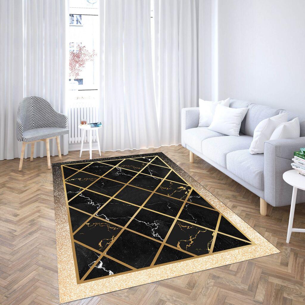 Conceptum Hypnose Tepih CG_215, Pravougaoni, 120 x 180 cm, Crna i zlatna boja