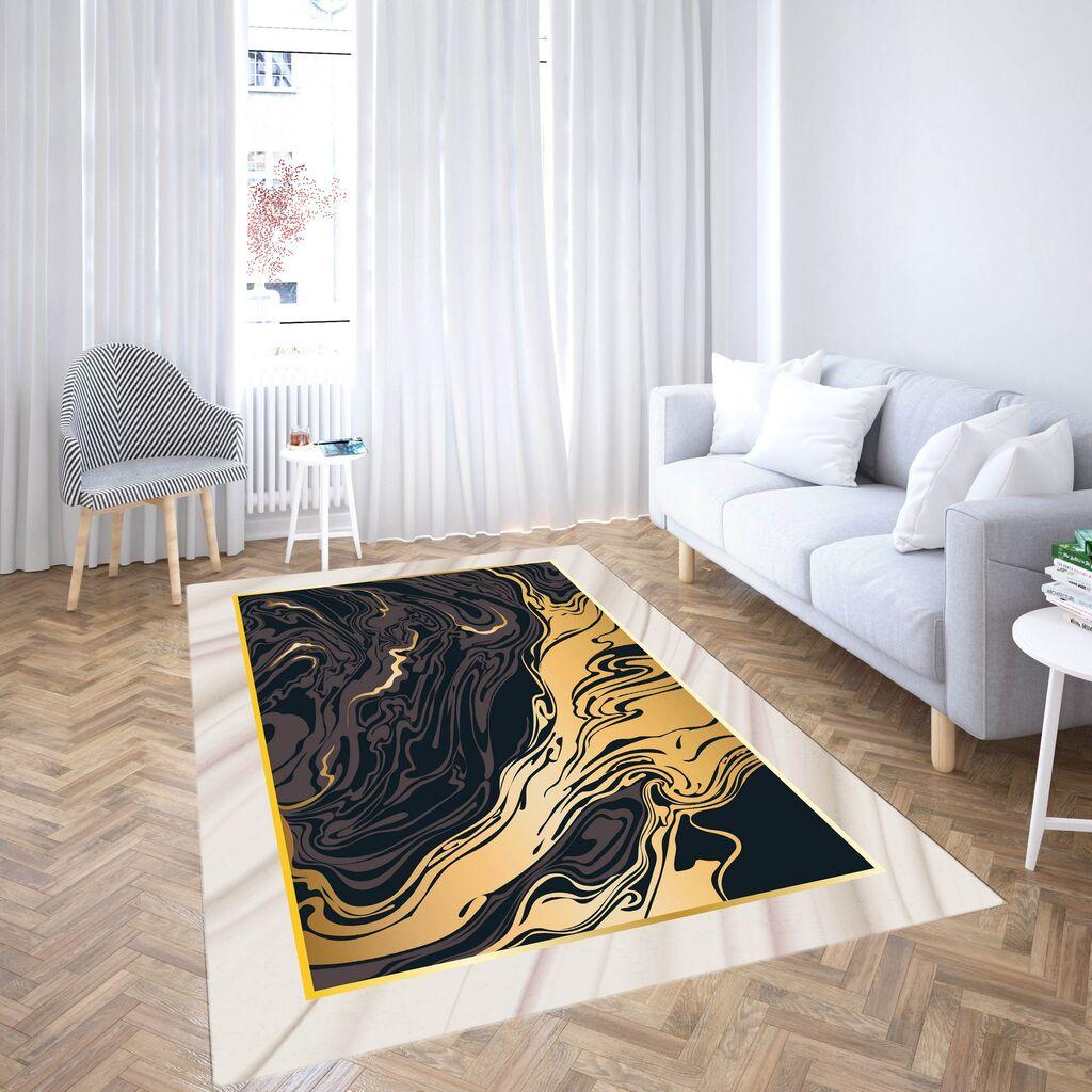 Conceptum Hypnose tepih CG_107, Pravougaoni, 100 x 140 cm, Crna i zlatna boja