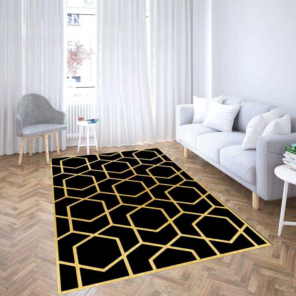 Conceptum Hypnose Tepih CG_66, Pravougaoni, 120 x 180 cm, Crna i zlatna boja