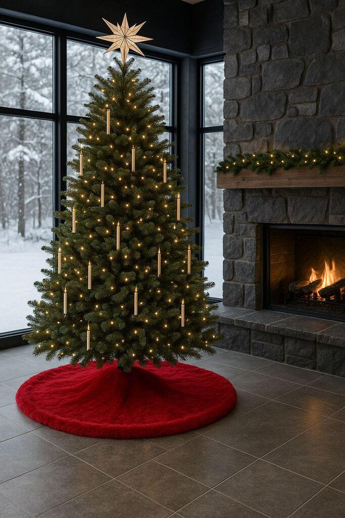 Aberto Design podloga za božićno drvce Yilbasi, okrugla, 150x150 cm, crvena