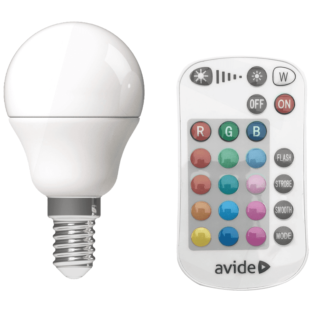 Avide Pametna sijalica, Led 4.9 w, E14, RGB+W, 2700 k, daljinski, Smart Led Mini Globe 4.9 w