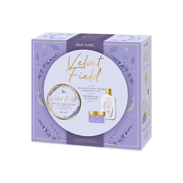 Jean Marc Poklon set Velvet Field, Piling za tijelo, 200 ml + Gel za tuširanje, 250 ml