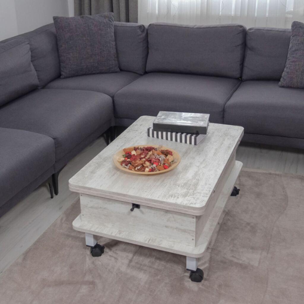 Hanah Home Stol za dnevni boravak Dy Adt 90x40x60 cm, Prljavo bijela