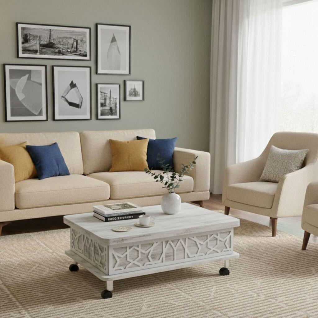 Hanah Home Sto za dnevnu sobu Adt 90x40x60 cm, Prljavo Bijeli