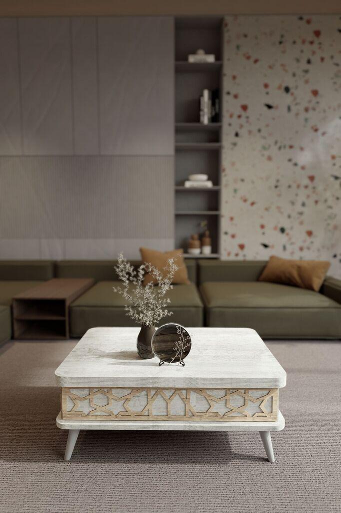 Hanah Home Sto za dnevnu sobu Ottowa Ada 90x38x60 cm, Prljavo Bijeli