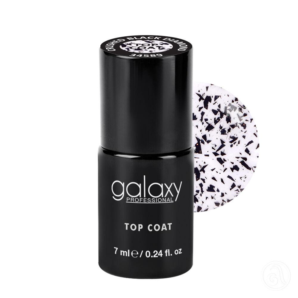 Galaxy UV/LED No Cleanse Top Coat, 7ml ,Crushed Black Diamond