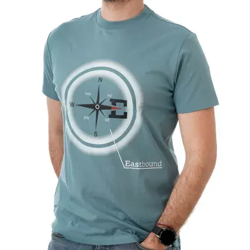 Muška majica s natpisom Eastbound Compass, petrolej