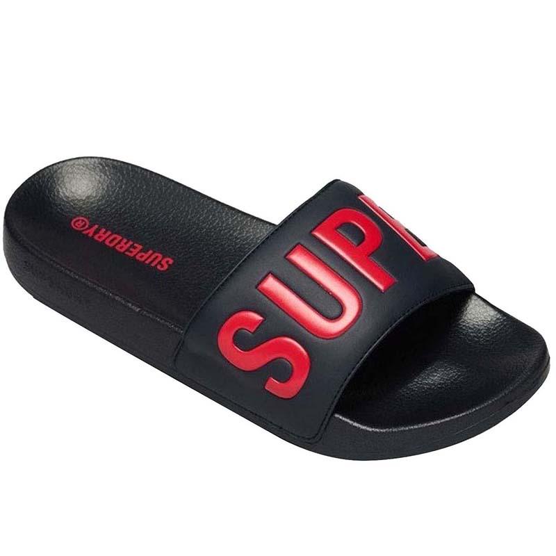 Superdry muške papuče za bazen Core Graphic, crno-crvene