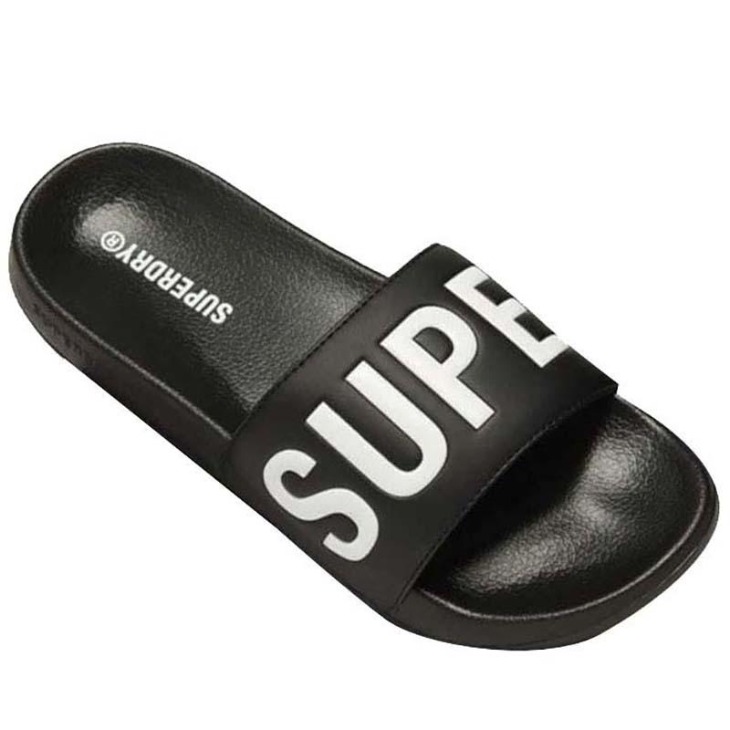 Superdry muške papuče za bazen Core Graphic, crne i bijele