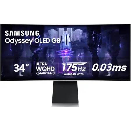Samsung Gaming Monitor Odyssey G85SD, 34", QD-OLED, Zakrivljen