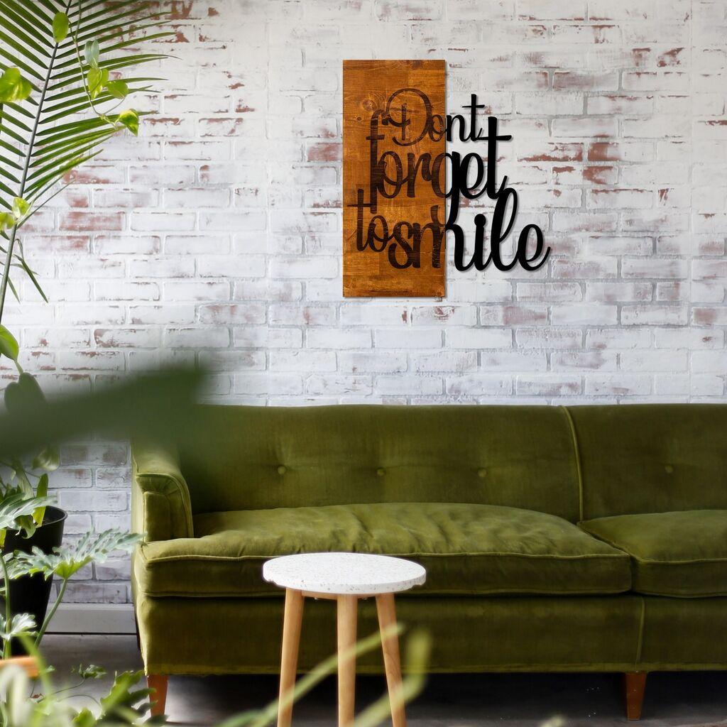 Wallity Zidna dekoracija Ne zaboravi se osmjehnuti, 47x58 cm, Crna