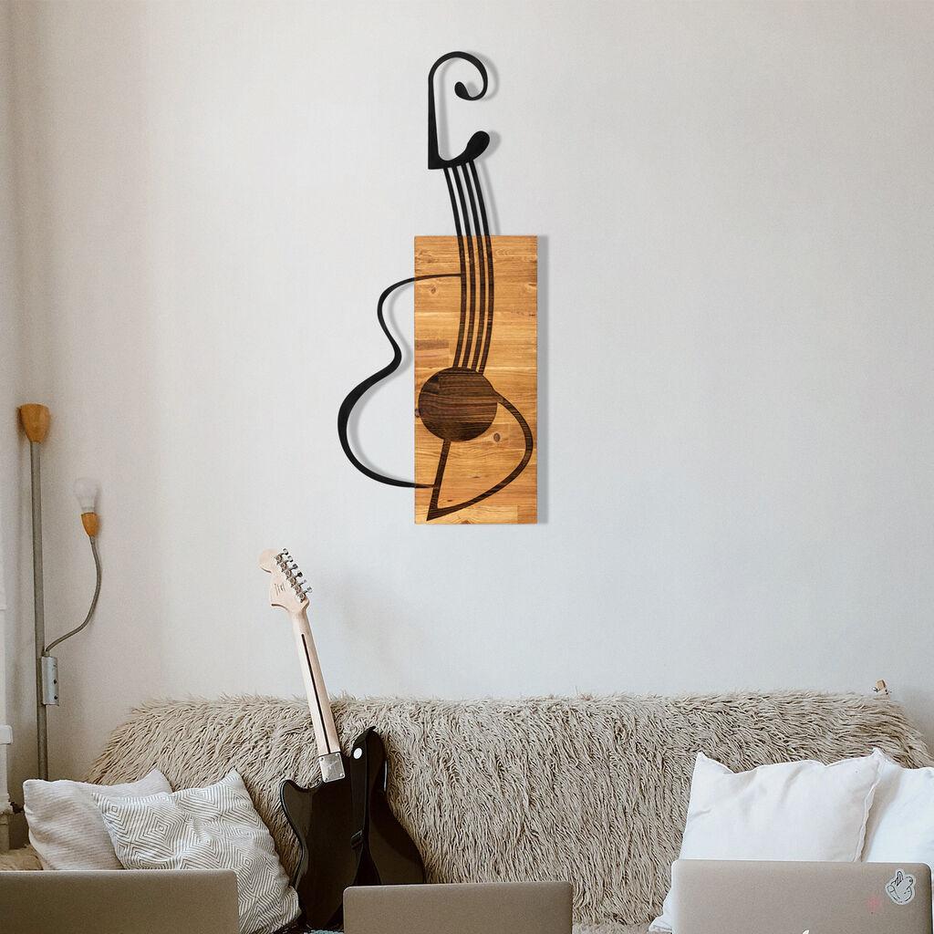 Wallity Zidna dekoracija Gitara, 39x13 cm, Smeđa