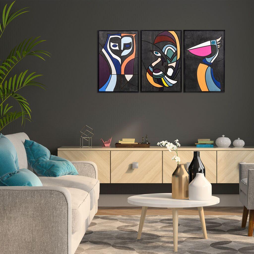 Wallity Set zidnih ukrasa Šumski svijet 1, 39x59 cm, 1,5 cm, 3 dijela, Šareni