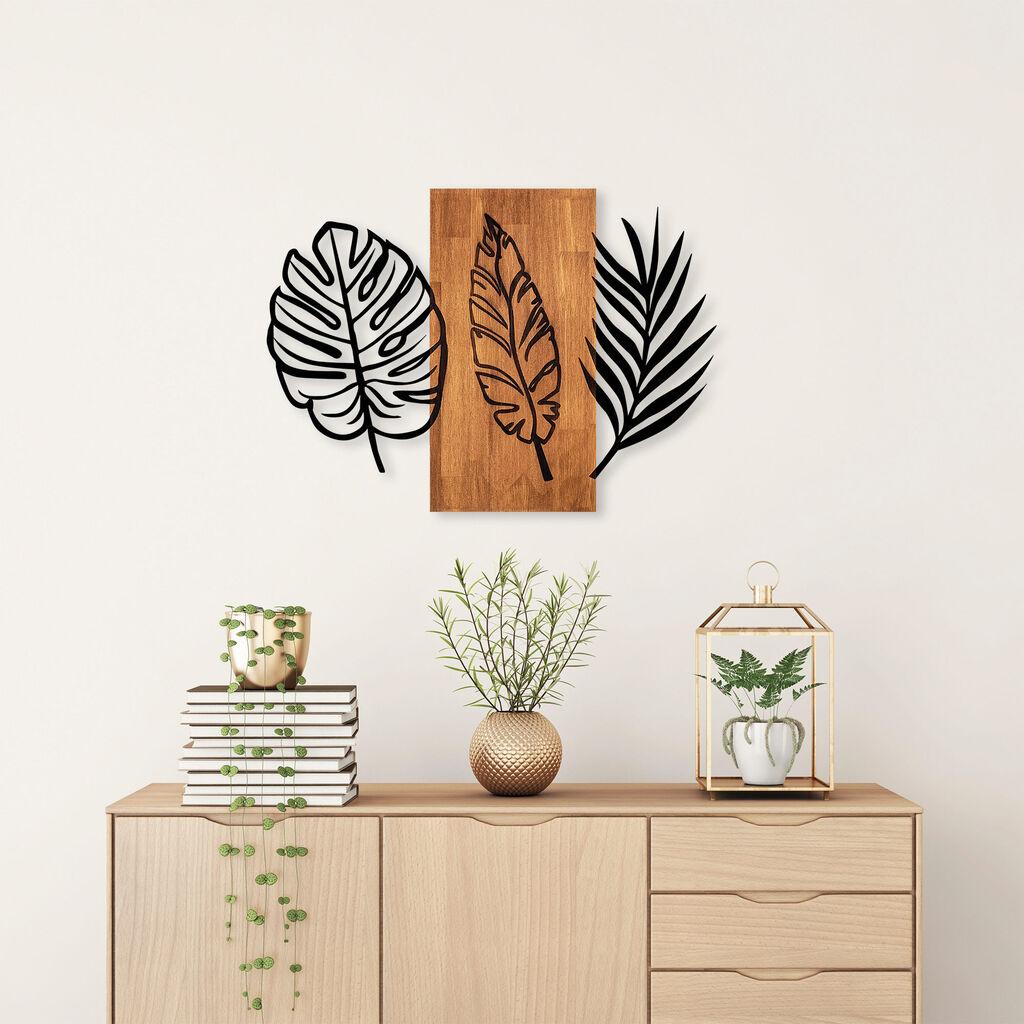 Wallity Zidna dekoracija Trostruki listovi - 384, 58x80 cm, Crna