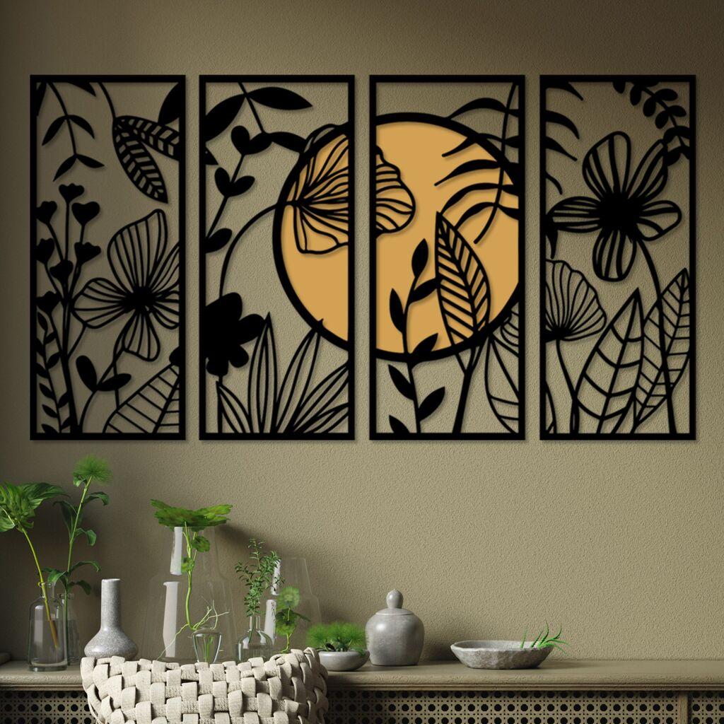 Wallity Set za zidne dekoracije Alba-1, 4 dijela, crna