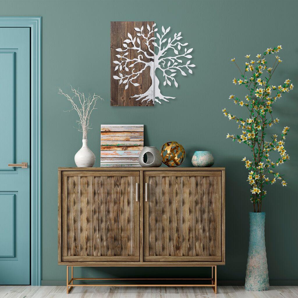 Wallity Zidna dekoracija Drvo, 58x58 cm, srebrna boja