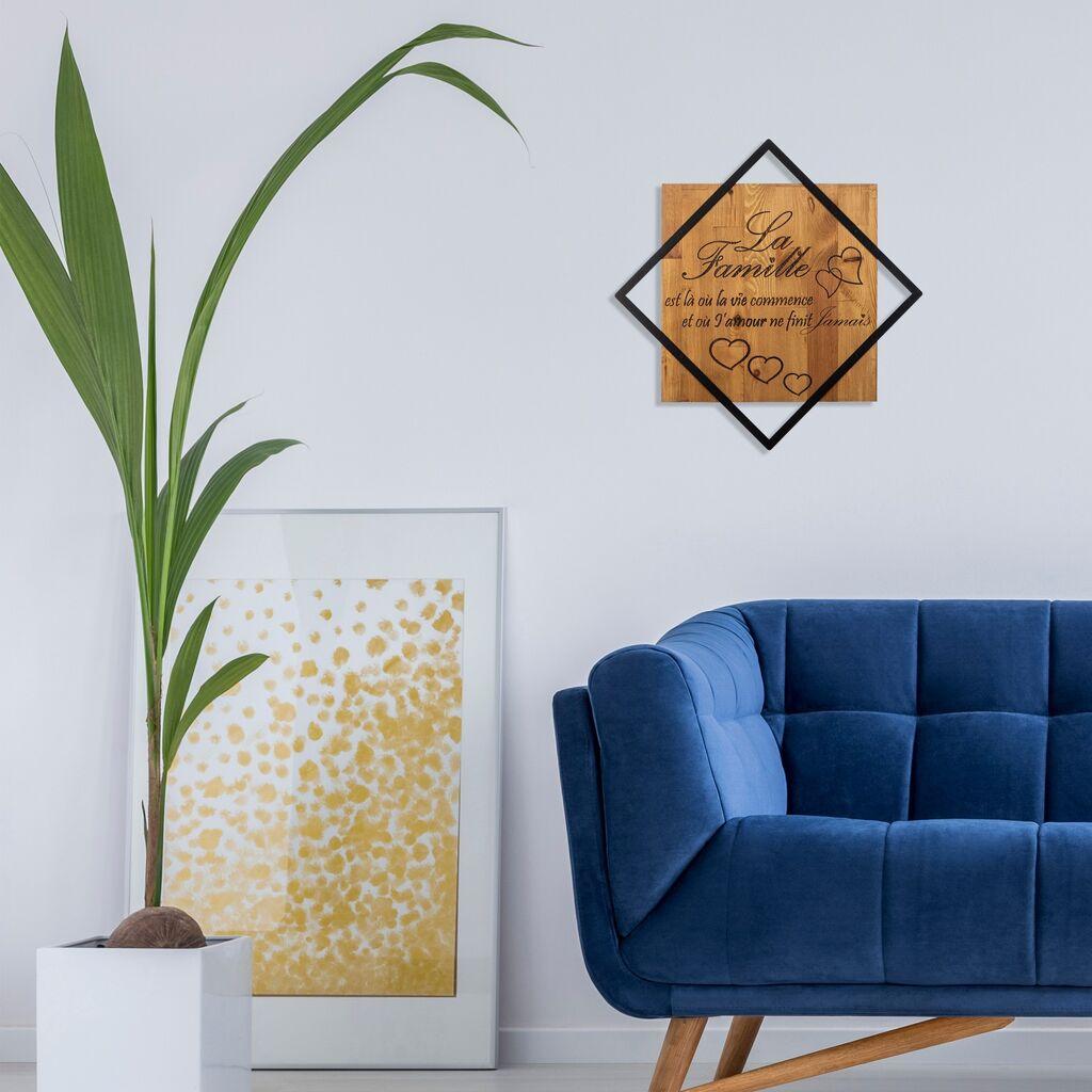 Wallity Zidna dekoracija La Famille, 54x54 cm, Smeđa boja