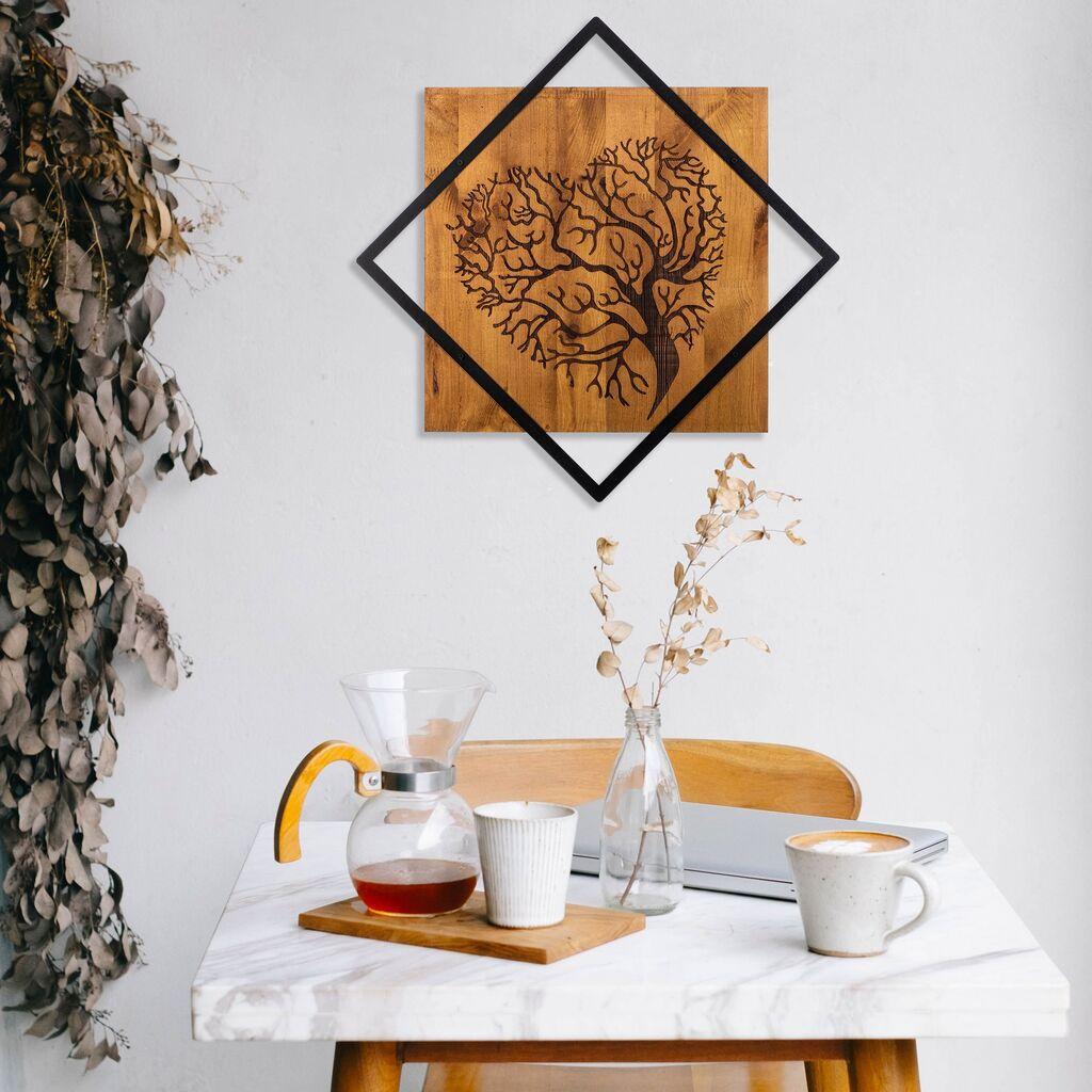 Wallity Zidna dekoracija Drvo 2, 54x54 cm, Smeđa boja