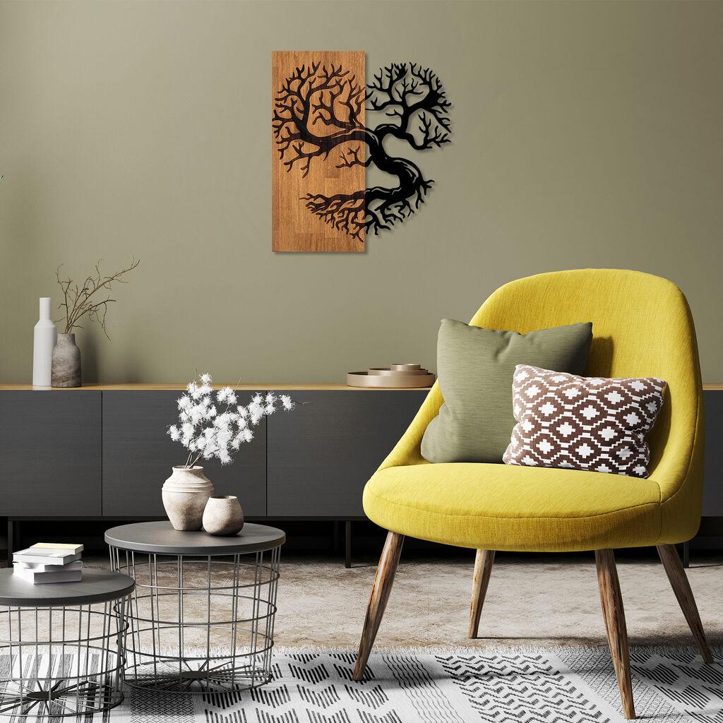 Wallity Zidna dekoracija Monumentalno drvo 4, 58x58 cm, Crna