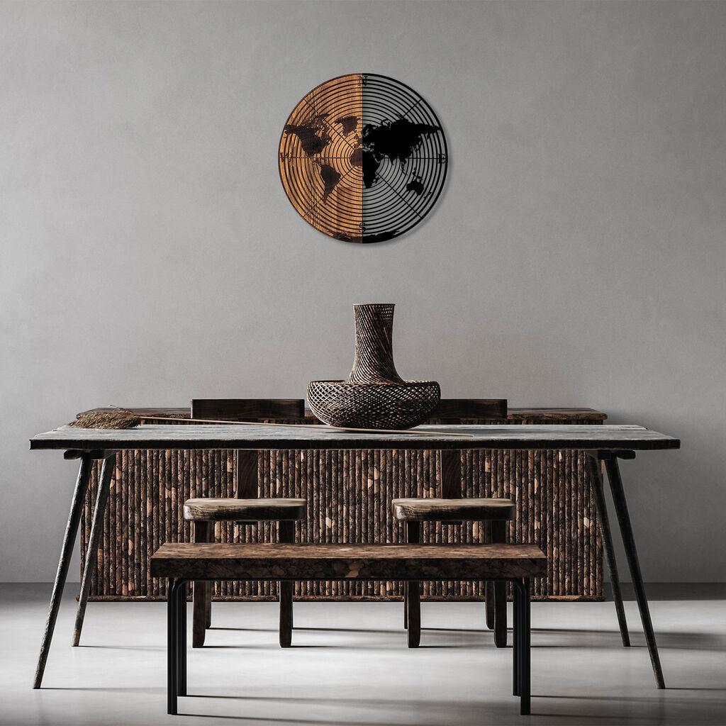 Wallity Zidna dekoracija Mapa svijeta - 321, 56 cm, Crna