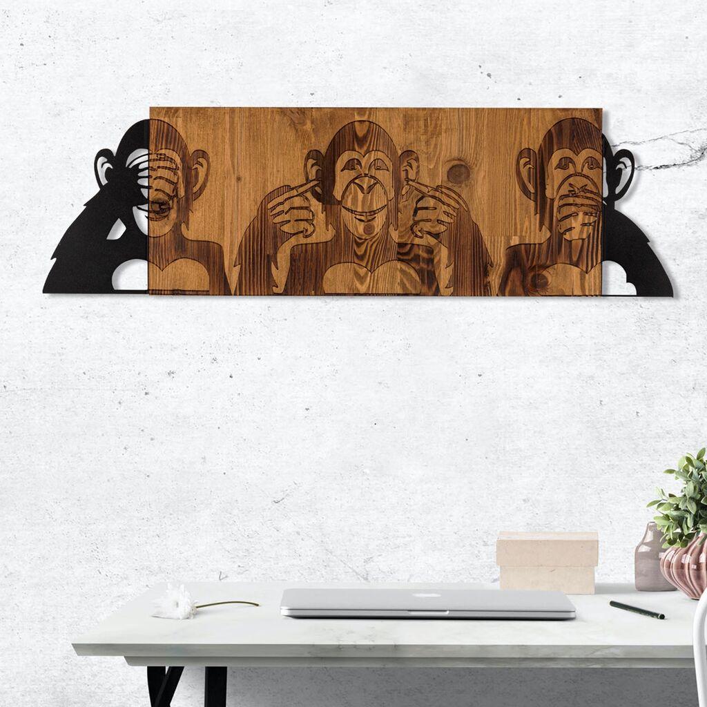 Wallity Zidna dekoracija Nisam vidio/la Nisam čuo/la Ne znam, 82x58 cm, Smeđa