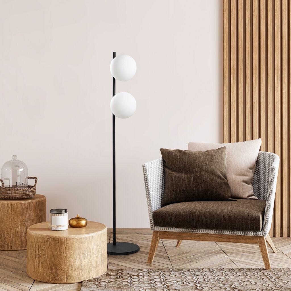 Opviq Podna Lampa Dual 13755, 30 x 30 x 155 cm, 2 x E27, 250 cm Kabel, Crna