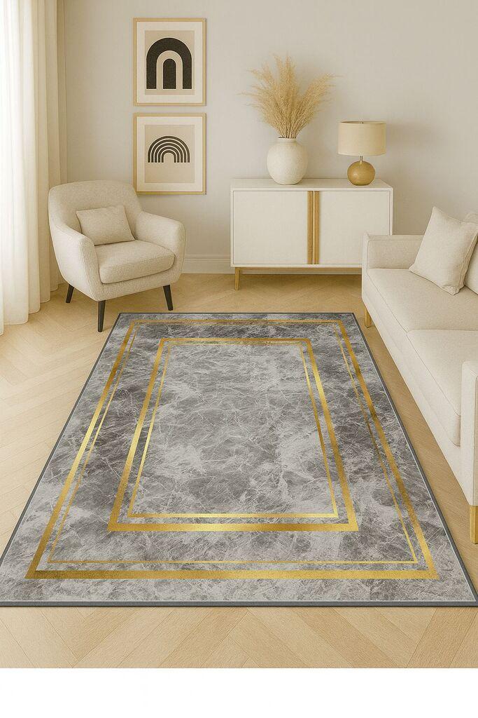 Conceptum Hypnose tepih HM-CRP25-37, pravougaoni, 80 x 140 cm, sivo-zlatna boja