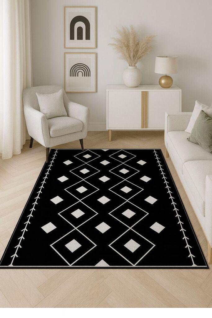 Conceptum Hypnose Tepih HM-CRP25-12, Pravougaoni, 100 x 140 cm, Crno-Bijeli