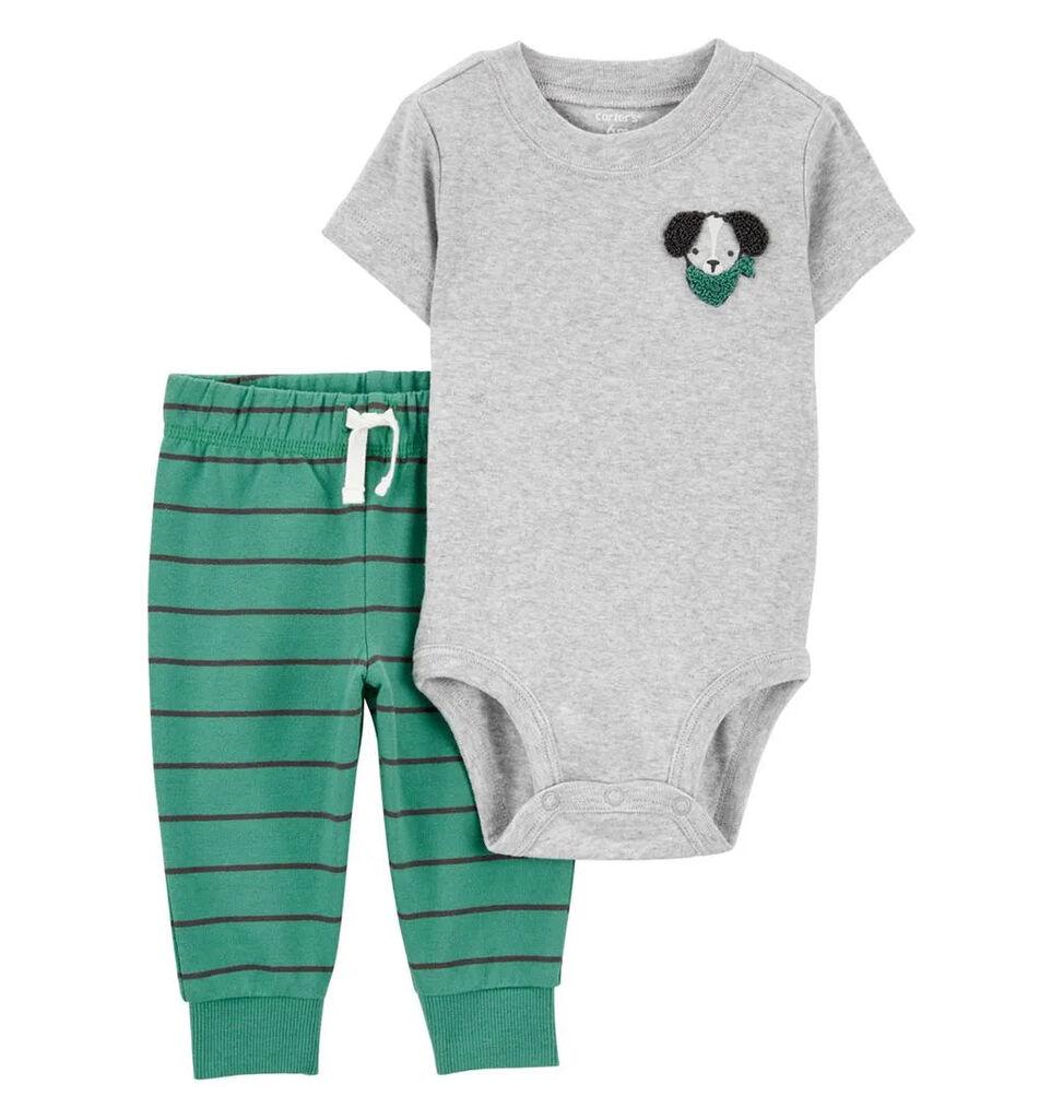 Carters Komplet za bebe, helanke i bodi kratkih rukava, Sivo-zeleni