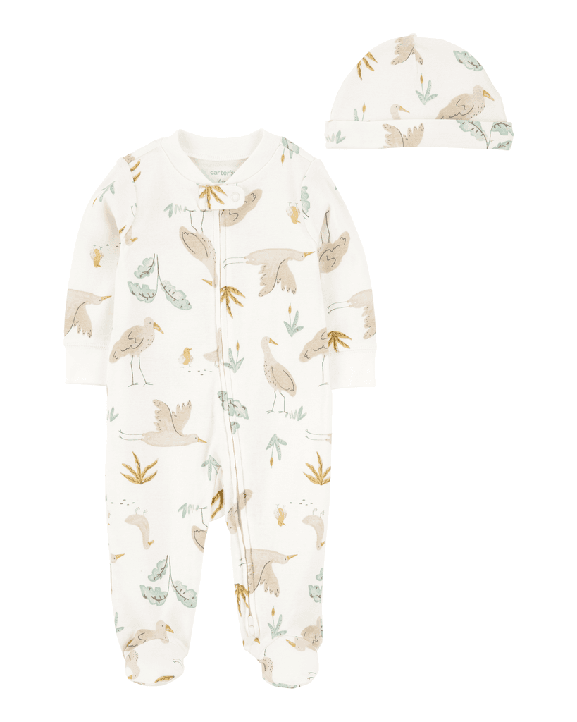 Carters Komplet za bebe, zeka i kapa, Krem