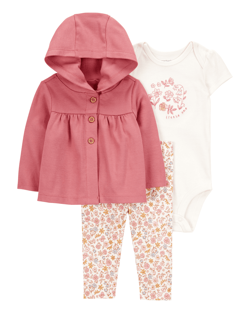 Carters Komplet za bebe, Duks jakna, Bodi i Donji deo, 1S938810, Rozi