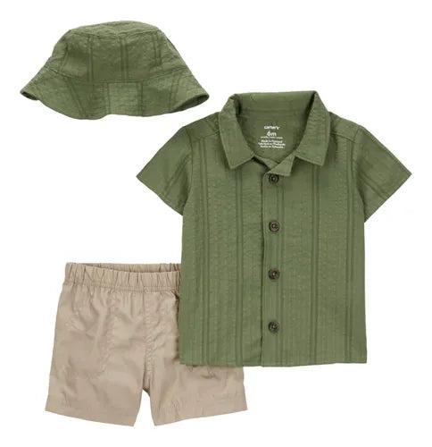 Carters Komplet za bebe košulja, bermude i šešir 1S451410