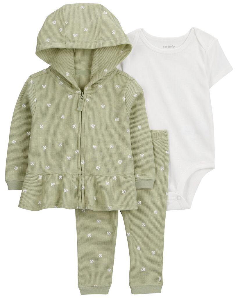 Carters Komplet za bebe, Duks jakna, Bodi i Helanke, 1R961210, Maslinasti