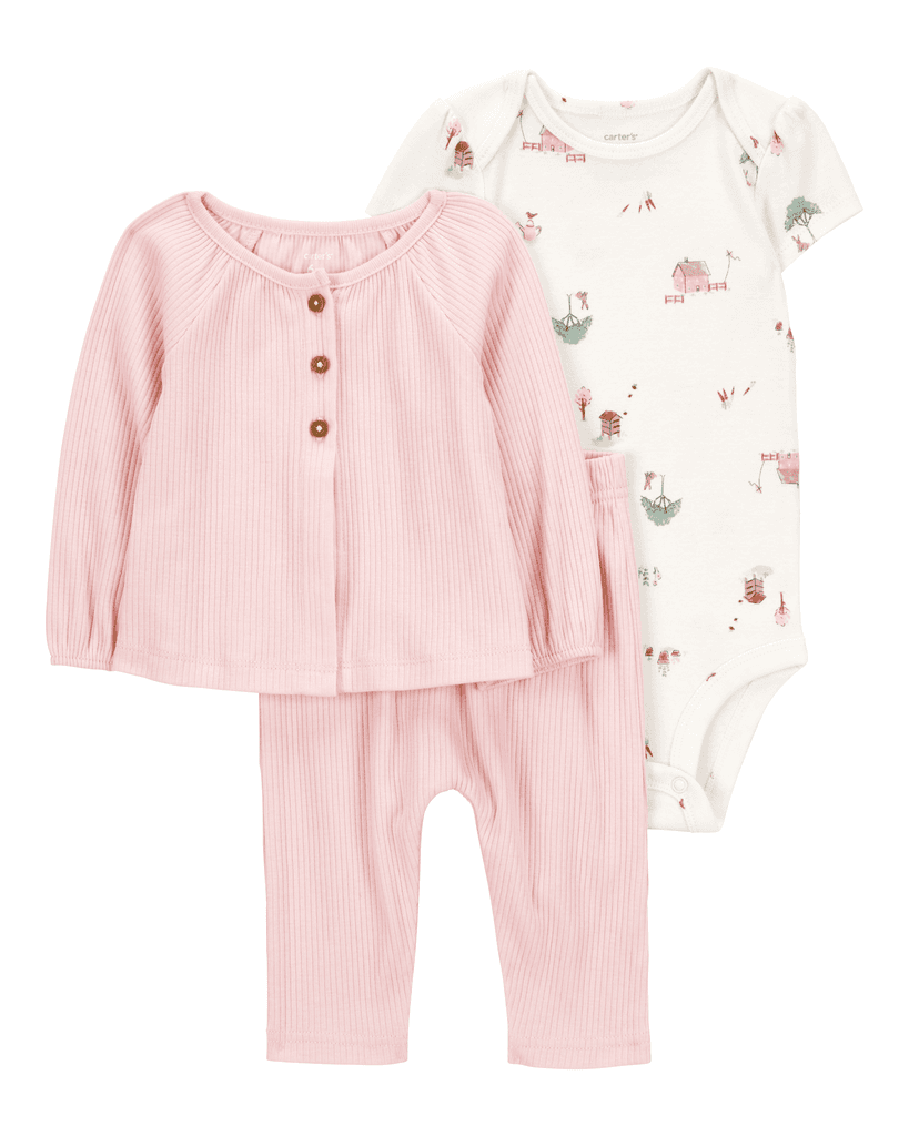 Carters Komplet za bebe, Duks jakna, Bodi i Donji deo, 1S938710, Rozi