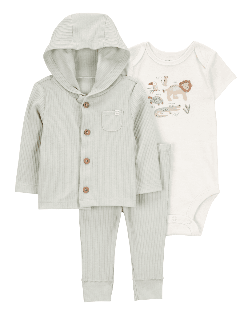 Carters Komplet za bebe, 3 komada, Sivo-bijeli