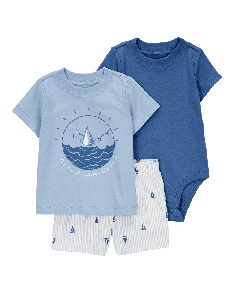 Carters Komplet za bebe, 3 komada, Plavo-bijeli