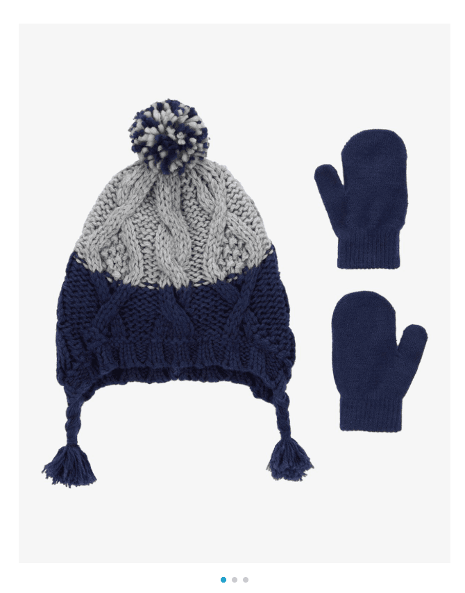 Carters kids clothes Komplet za dječake, Kapa i rukavice, Teget-sivi