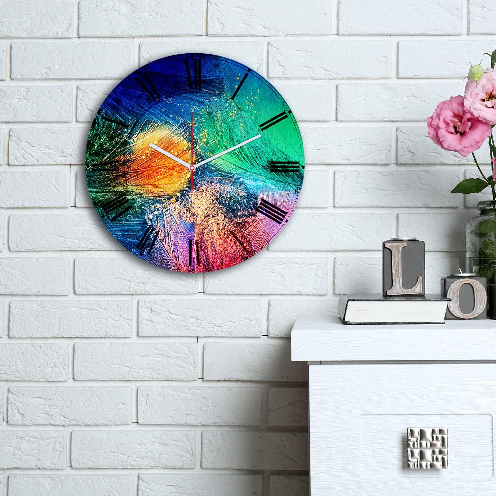 Zidni sat Wallity MDF 30cm šareni