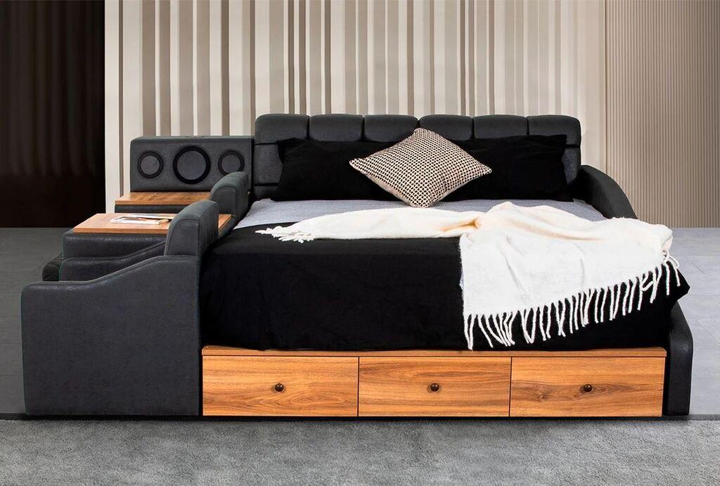 Hanah Home Podloga za krevet Nina Smart, 235 x 100 x 245 cm, Siva