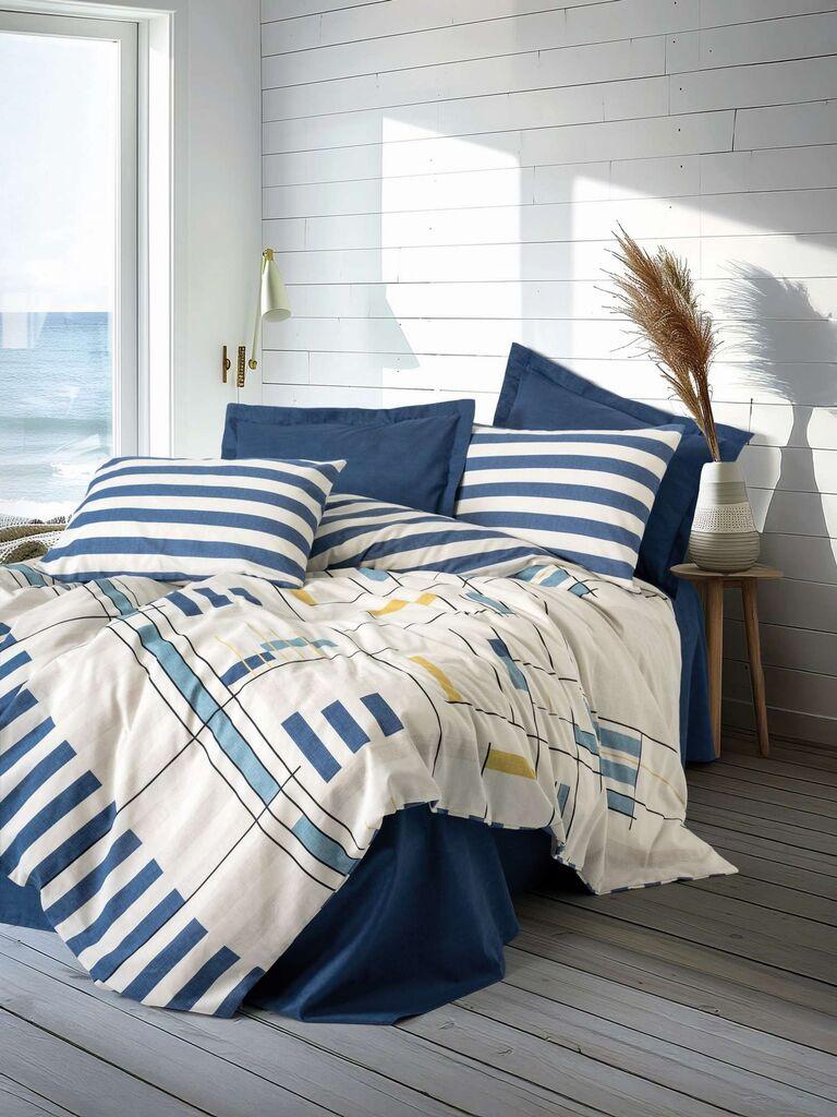 L'essentiel Maison set posteljine Lunox, 200 x 220 cm, tamno plava