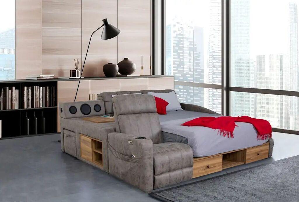 Hanah Home Podloga za krevet Whesley Smart, 235 x 100 x 245 cm, Smeđa