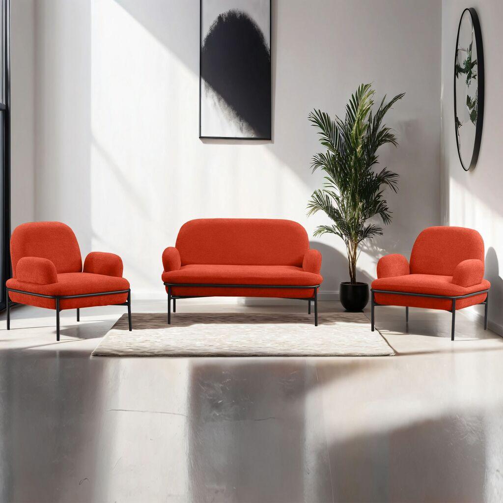 Atelier del Sofa Set namještaja za dnevni boravak, 3 dijela Aster, crvena