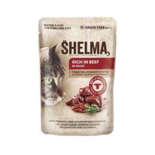 SHELMA Vlažna hrana za mačke, Govedina, 85g