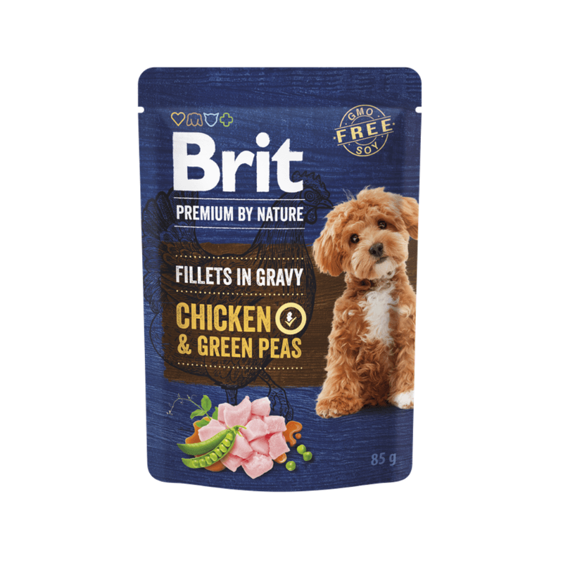 BRIT Vlažna hrana za pse Fileti u umaku Premium by Nature, Piletina i grašak, 85 g