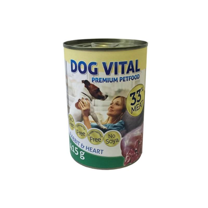 Vlažna hrana za pse u konzervi Dog Vital, Zečetina i srce, 415 g