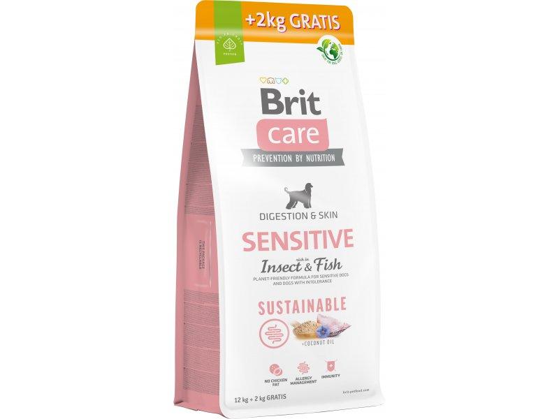 BRIT Suha hrana za pse Sustainable Sensitive, Insekti i riba, 14 kg
