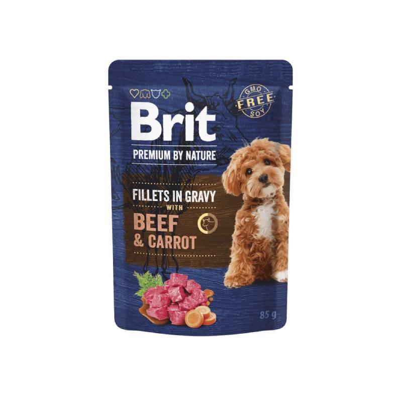 BRIT Vlažna hrana za pse Fileti u umaku Premium by Nature, Govedina i mrkva, 85 g