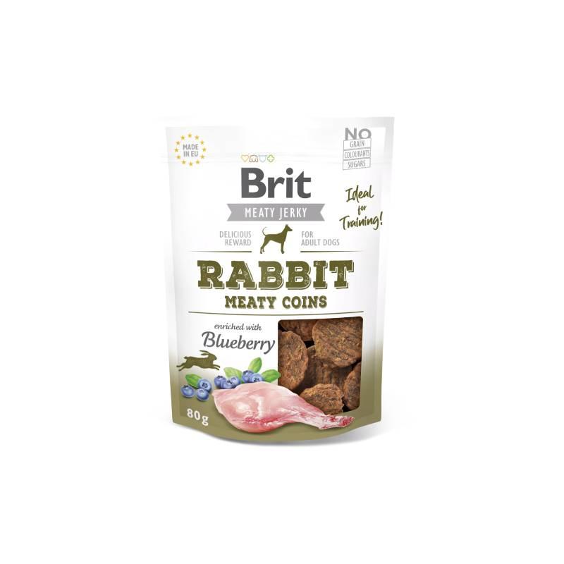 BRIT Poslastica za pse Meaty Jerky, Zečetina i piletina obogaćeno borovnicama, 80g